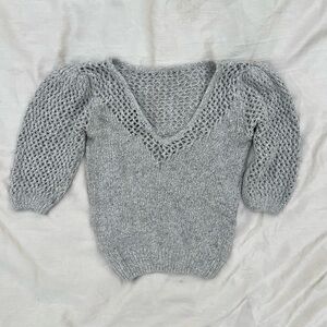 Candor Vintage Gray Glitter Knit Crop Sweater